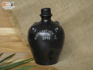 Nậm rượu gốm đen in logo, 250ml
