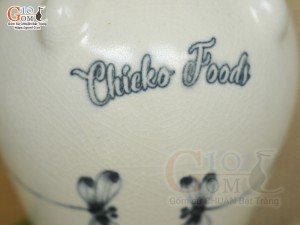 Nậm rượu men cổ vẽ chuồn kim in logo, 250ml