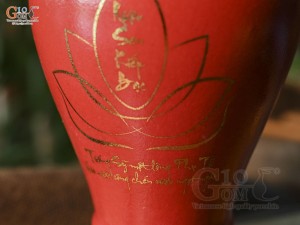 Nậm rượu men màu đỏ in logo