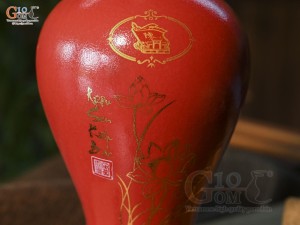 Nậm rượu men màu đỏ in logo