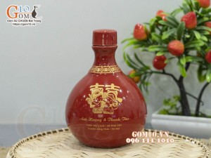 Nậm rượu men màu in logo, 1Lml