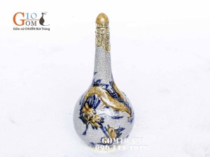 Nậm rượu men rạn đắp nổi bọc đồng 0,5 L