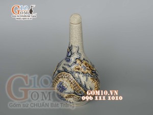 Nậm rượu men rạn đắp nổi cao 21cm