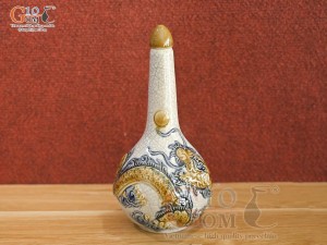 Nậm rượu men rạn Long Trấn đắp nổi Rồng, 0.3 Lít (S3)