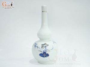 Nậm rượu men rong cổ vẽ hoạ tiết sen 0,5L - vẽ Vàng 24k