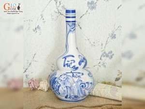 Nậm rượu men chàm cổ vẽ cảnh Tiên Tửu, 2 Lít