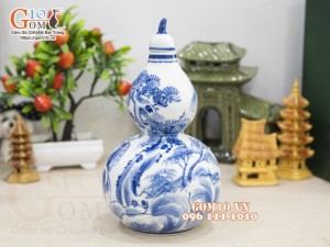 Hồ lô men chàm cổ vẽ Ngư Ông Đắc Lợi, 1L