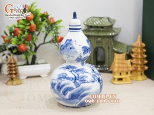 Hồ lô men chàm cổ vẽ Ngư Ông Đắc Lợi, 1L