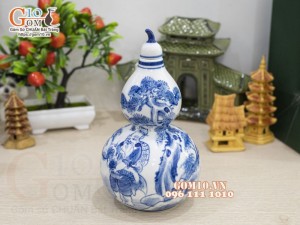 Hồ lô men chàm cổ vẽ Ngư Ông Đắc Lợi, 1L