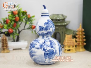 Hồ lô men chàm cổ vẽ Ngư Ông Đắc Lợi, 1L