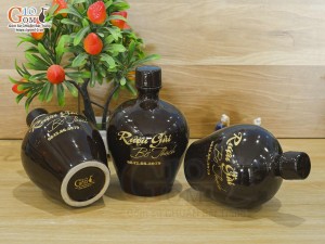 Nậm rượu nâu men bóng in logo