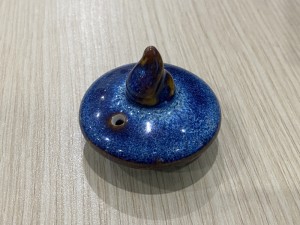 Nắp ấm chóp lửa men hỏa biến xanh sóng biển