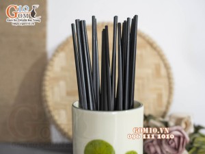 Ống đũa men kem vẽ bèo, cao 15cm