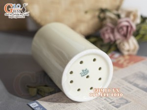 Ống đũa men kem vẽ bèo, cao 15cm