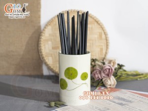 Ống đũa men kem vẽ bèo, cao 15cm