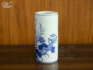 Ống hương men lam vẽ Sen Đại Cát, cao 20cm