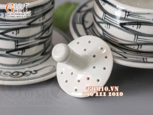 Bộ phin cà phê men bóng vẽ cá đàn
