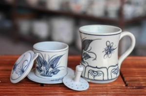 Bộ phin cà phê men rạn vẽ chuồn