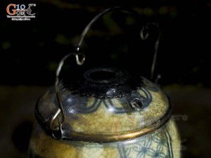 Quả điếu cao men rạn cổ họa tiết Sơn Thủy, đường kính 15cm