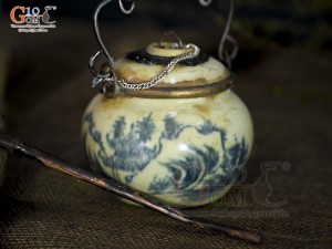 Quả điếu mini men rạn cổ họa tiết Sơn Thủy