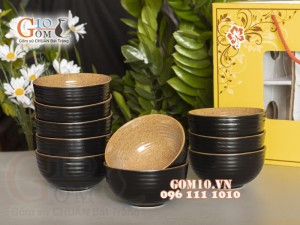 Bộ 10 Bát Cơm Gốm vàng