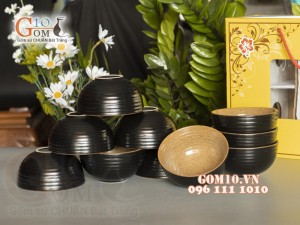 Bộ 10 Bát Cơm Gốm vàng