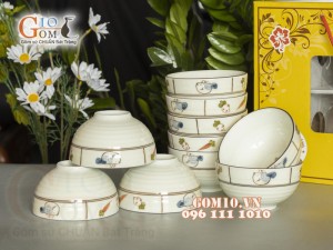 Bộ 10 Bát Cơm men kem vẽ Cà Rốt
