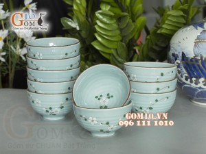 Bộ 10 Bát Cơm Ngọc Thanh Dương vẽ hoa đào