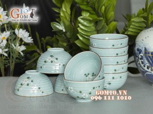 Bộ 10 Bát Cơm Ngọc Thanh Dương vẽ hoa đào