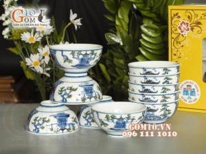 Bộ 10 Bát Cơm vẽ cảnh Hà Nội