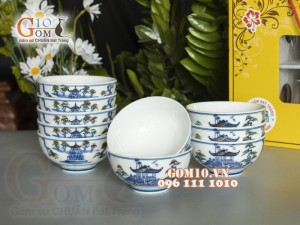 Bộ 10 Bát Cơm vẽ cảnh Hà Nội