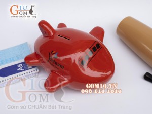 Tàu bay sứ tiết kiệm màu đỏ dài 22cm