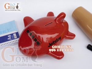 Tàu bay sứ tiết kiệm màu đỏ dài 20cm