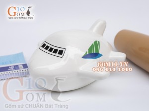 Tàu bay sứ tiết kiệm màu trắng dài 20cm