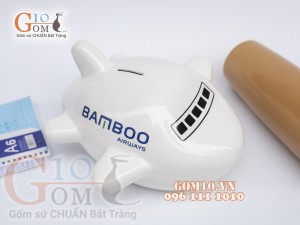Tàu bay sứ tiết kiệm màu trắng dài 22cm