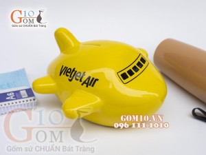 Tàu bay sứ tiết kiệm màu vàng dài 20cm 