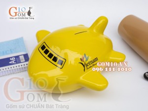 Tàu bay sứ tiết kiệm màu vàng dài 22cm