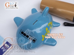 Tàu bay sứ tiết kiệm màu xanh dương dài 22cm