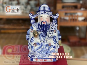 Tượng Thần Phát Lộc men trắng, cao 20cm