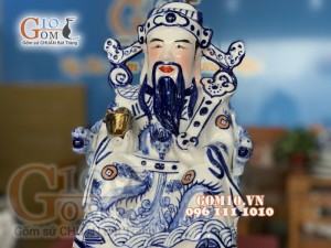 Tượng Thần Phát Lộc men trắng, cao 20cm