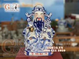 Tượng Thần Phát Lộc men trắng, cao 20cm