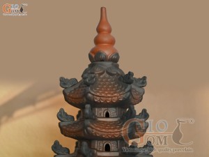 Mô hình tháp gốm 7 tầng trang trí tiểu cảnh, cao 59cm