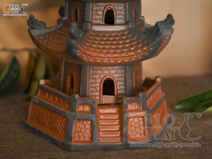 Mô hình tháp gốm 7 tầng trang trí tiểu cảnh, cao 59cm