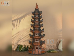 Mô hình tháp gốm 7 tầng trang trí tiểu cảnh, cao 59cm