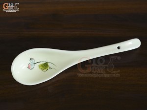 Thìa canh men kem vẽ Sen hồng