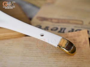 Thìa canh men trắng hoa Sen kẻ viền vàng 24k
