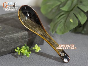 Thìa cơm men hỏa biến gấm quẹt màu mật ong