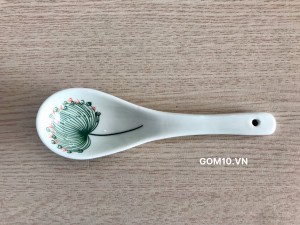 Thìa cơm men kem vẽ hoa Bồ công anh 