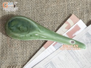 Thìa cơm xanh đồng vẽ Sen