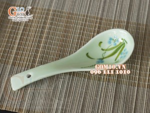 Thìa cơm vẽ đào chuồn ngọc 